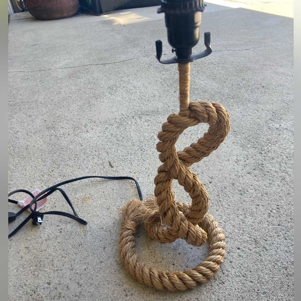 World Market Rope Knot Table Lamp - Natural Tan Nautical Accent - Picture 2 of 3